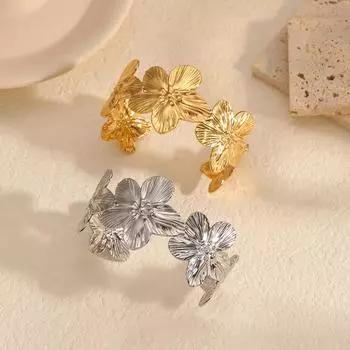 Новинка Цветочный браслет из титановой стали Женская мода Универсальный браслет из нержавеющей стали премиум-класса 18-каратного золота 18K