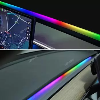 Новинка для Tesla Model 3 Y Центральная консоль приборной панели Беспроводная зарядка RGB Неоновая светодиодная лента Музыкальный ритм Питание USB Управление через приложение
