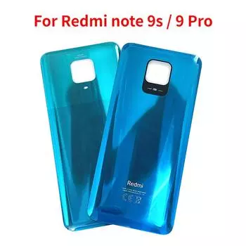 Новинка для Xiaomi Redmi Note 9s, задняя батарея, стеклянная панель, корпус задней двери для Redmi Note 9 Pro, задняя панель 64MP Black No Lens