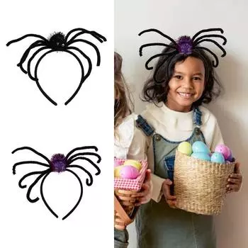 Новинка для женщин, обруч для волос, головной убор на Хэллоуин, повязка на голову в виде паука на Хэллоуин, костюм для вечеринки фиолетовый