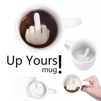 Новинка, домашний офис, средний палец, внутри керамическая кружка для кофе, чашка для чая, молочного сока белый