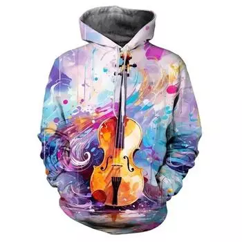 Новинка, граффити, гитара, 3D-графика, толстовки, модная повседневная, красочная, художественная, всплеск, толстовка для пары, модная, мужская, для отдыха, толстовка, топы S