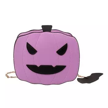 Новинка Хэллоуин Дьявол квадратный кошелек смешная тыква модная цепочка сумка через плечо креативная сумка из искусственной кожи с подвеской в виде летучей мыши розовый