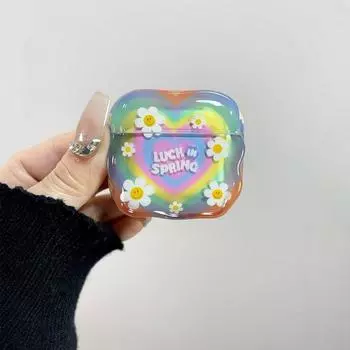 Новинка Коробка для наушников Airpods 4-го поколения Самый продаваемый продукт Модный Airpods 3 Защитный чехол от падений для молодого взрослого поколения 1/2 Airpods pro Headset-Heart Smiley Flower