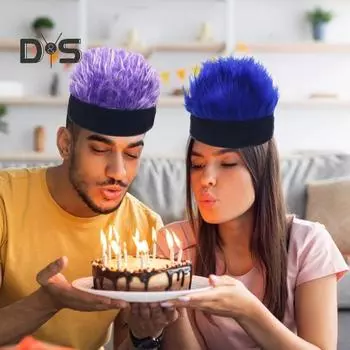 Новинка, козырек из искусственных волос для мужчин, регулируемая шляпа с шипами для парика с острыми короткими волосами, уличная хип-хоп-шляпа для фестивалей, вечеринок чёрный