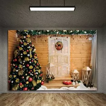 Новинка Красивая мода Прямоугольник Рождественская елка Рождественский фон Ткань 100*150cm 4