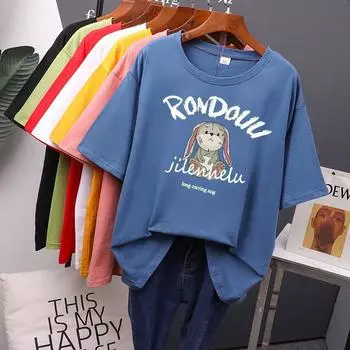 Новинка лета 2024, футболка с принтом милого щенка, женские хлопковые летние футболки большого размера, мягкий женский джемпер, топ M чёрный