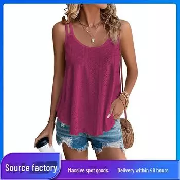 Новинка лета 2024 года, однотонный женский трикотажный жилет с круглым вырезом для покупок за границей. XL небесно-голубой