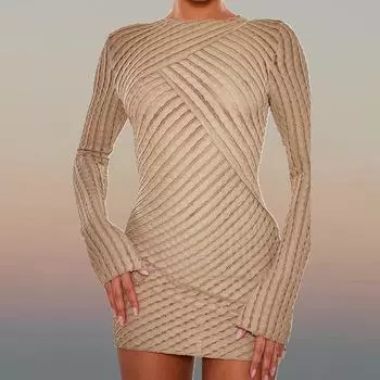 Новинка лета, облегающее и подчеркивающее фигуру однотонное платье, универсальный дизайн, элегантный стиль, облегающее бедра, цельное короткое платье для женщин S хаки