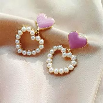 Новинка лета, серьги Super Fairy с фиолетовым жемчугом любви, темперамент личности, такие же серьги-гвоздики фиолетовый