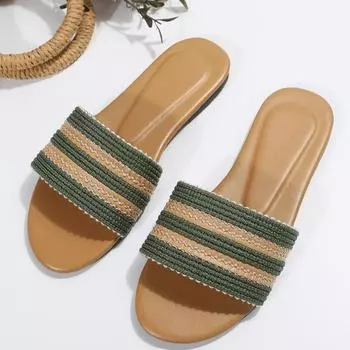Новинка лета женские тапочки на плоской подошве легкие цветные эспадрильи сандалии для женщин на танкетке женские сандалии без застежек 35 зелёный