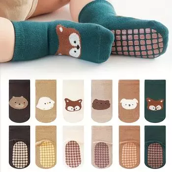 Новинка, милые носки-тапочки для малышей, нескользящие хлопковые носки с точками липкой ленты, детские носки на все времена года для мальчиков и девочек S белый