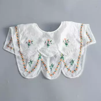 Новинка, новый кружевной цветочный вышитый накладной воротник для женщин, белая шаль на плечо, большой лацкан, шаль, рубашка, съемный воротник