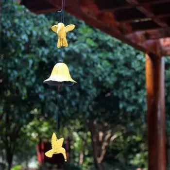 Новинка подвесной колокольчик для ветров, украшение для сада, чугунные колокольчики в виде колибри, подарок жёлтый