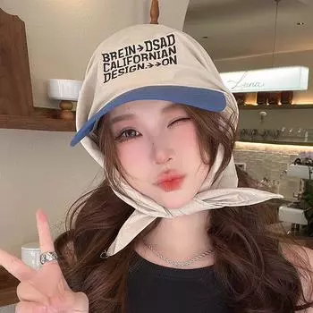 Новинка Пуловер с защитой от солнца Бейсболка Женская Маленькая Лето Защита от УФ-лучей Путешествия Кемпинг Защита от солнца На шнуровке Кепка с козырьком C3651 beige M(56-58cm)