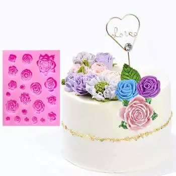 Новинка с антипригарным покрытием для изготовления помадки/торта с несколькими отверстиями, форма для цветочной помадки, форма для листьев, аксессуары для выпечки, новинка Rose