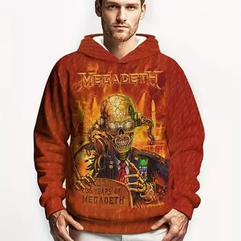 Новинка с принтом 3D-черепа, мужская толстовка с капюшоном, повседневные пуловеры для весны и осени S