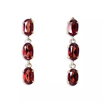 [Новинка] Серьги из 3-х гранатовых камней K18YG [i10-2]