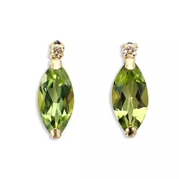 [Новинка] Серьги маркизы с бриллиантами K18 Peridot [i6-9]