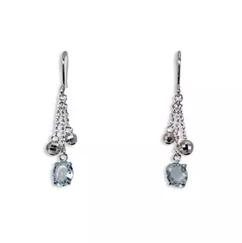 [Новинка] Серьги-подвески K18WG Aquamarine [i5-8]