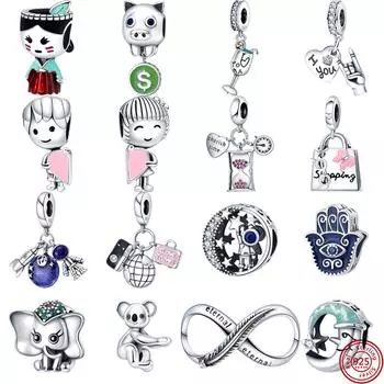 Новинка, серебряные бусины S925 для мальчиков и девочек, песочные часы, звездное небо, бусины астронавта, подходят для оригинального браслета-подвески, женские ювелирные изделия CHINA