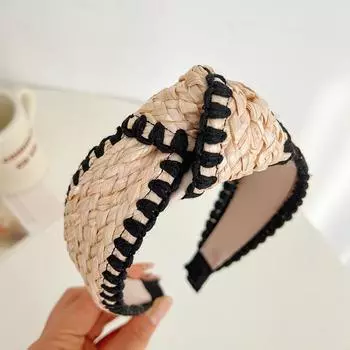 Новинка Широкая ПУ повязка на голову Вязаная повязка для волос с широким краем Винтажный аксессуар для волос Модные вязаные повязки для волос для девочек