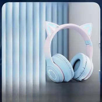 [Новинка] Складная Bluetooth-гарнитура BT035 с кошачьими ушками, градиентным цветом и светодиодной подсветкой чёрный
