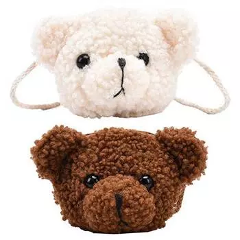 Новинка слинг-сумка с медведем, повседневная плюшевая сумка на плечо для девочек, универсальная пушистая сумка через плечо, простая для путешествий, покупок белый
