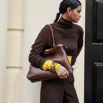 Новинка / Song Huiqiao Same Style Peekaboo Kitten Bag Сумка через плечо на одно плечо Модная женская сумка 32cm8cm25cm коричневый