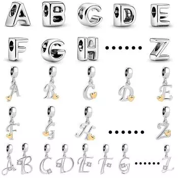 Новинка, стерлингового серебра 925 пробы, 26, бусины с английским алфавитом, подходят для новых подвесок, браслетов для женщин, ювелирных изделий