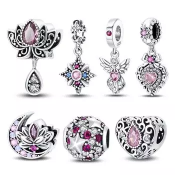 Новинка стерлингового серебра S925, романтическая классическая серия - Guardian Lotus, подвеска, подходит для браслета, сделай сам, из бисера, женские ювелирные изделия, подарок, оригинал