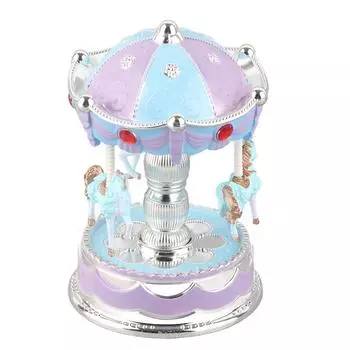 Новинка светодиодная музыкальная шкатулка Merry GO Round Carousel Musical Box Desktop Decoration(синий)