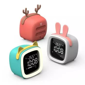 Новинка светодиодный ночник USB перезаряжаемый электронный будильник для детей студенческий подарок спальня прикроватная лампа с изображением оленя и медведя