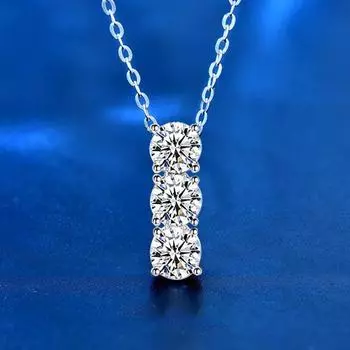 Новинка, три камня 4 мм, D цвет, премиальная бриллиантовая цепочка с муассанитом для женщин, стерлинговое серебро 925 пробы, ожерелье с подвеской из муассанита GRA 45cm&Total 0.9ct