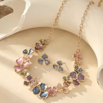 Новинка в цветочных ретро-ожерельях, серьгах, наборах, украшениях на шею, чокерах, эстетических металлических аксессуарах, красивых женских ожерельях для женщин A