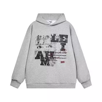 Новинка в уличной одежде Толстовка с капюшоном унисекс с буквами S серый