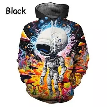 Новинка, забавная графика, инопланетянин, НЛО, толстовки с капюшоном, 3D-принт, с длинным рукавом, свитшоты в стиле Харадзюку M