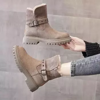 Новинка Женская обувь Ботинки Женские зимние ботинки Ботинки по щиколотку Зима 2024 Мягкие трендовые Водонепроницаемые Нескользящие Плюс Теплые Высококачественные Распродажа ПУ 35
