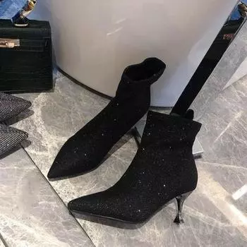 Новинка! Женские ботильоны, осенние женские короткие туфли с острым носком, высокое качество, предложение Y2k, зима 2024, модные готические ботинки из искусственной кожи 34