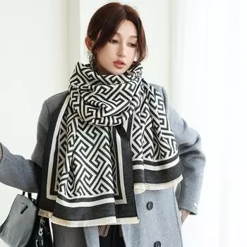 Новинка зимы 2023, кашемировый модный теплый шарф, шаль для студенческой пары с кондиционером 65x185cm