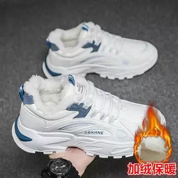 Новинка зимы 2025 года, повседневная спортивная обувь для пап, модная мужская обувь, универсальная обувь для серфинга, бархатная теплая хлопковая обувь 39 синий