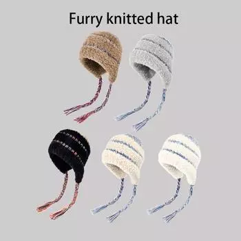 Новинка зимы 2025 года! Вязаная шапка из плюшевой фактурной шерсти. Свободный крой для стройного лица, универсальная вещь, необходимая для приключений на свежем воздухе unlined бежевый