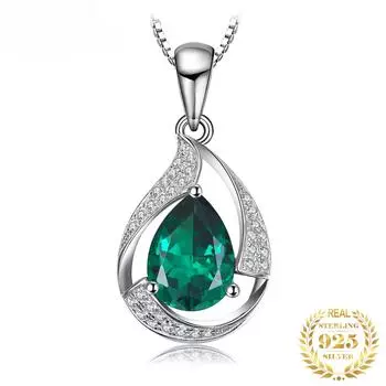 Новое 3-каратное зеленое имитация нано-изумрудного колье из стерлингового серебра 925 пробы для женщин, колье с драгоценными камнями груши без цепочки CHINA