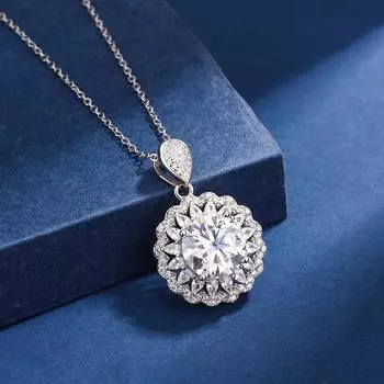 Новое ожерелье с подвеской в виде подсолнуха весом 5 карат, универсальная цепочка для ключицы с бриллиантами