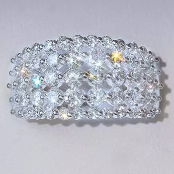 Новое 5-рядное женское кольцо с кристаллами циркона и бриллиантами для коктейльной вечеринки, высокое качество, свадебные украшения, мода 10