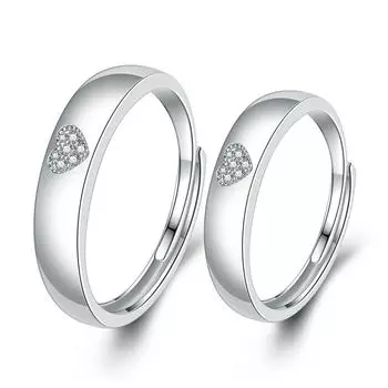 Новое 925 стерлингового серебра любовное кольцо для пары модное в форме сердца регулируемое отверстие инкрустированное цирконием пара влюбленных колец ювелирный подарок