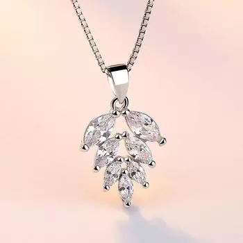 Новое 925 стерлингового серебра Женские ожерелья Подвеска в виде ледяного листа Мода Универсальный Темперамент Высокое качество Ожерелье Ювелирные Изделия Подарок