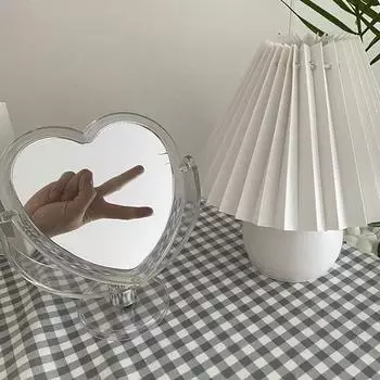 Новое акриловое двухстороннее зеркало для макияжа в форме сердца, косметическое зеркало с прозрачной основой, домашнее настольное зеркало для макияжа в спальне