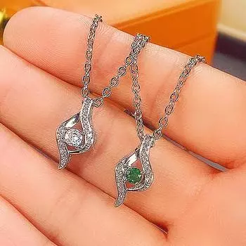 Новое элегантное свадебное ожерелье для женщин, белое/зеленое ожерелье с подвеской из циркона для помолвки, необычный подарок на день рождения, модные ювелирные изделия 45cm