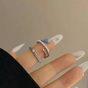 Новое эмалированное жемчужное кольцо с розой, модное асимметричное кольцо на указательный палец, женское изысканное ювелирное украшение в подарок